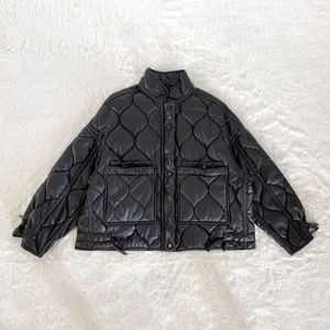 Zara Oversized Quilted Puffer Jacket Faux Leather